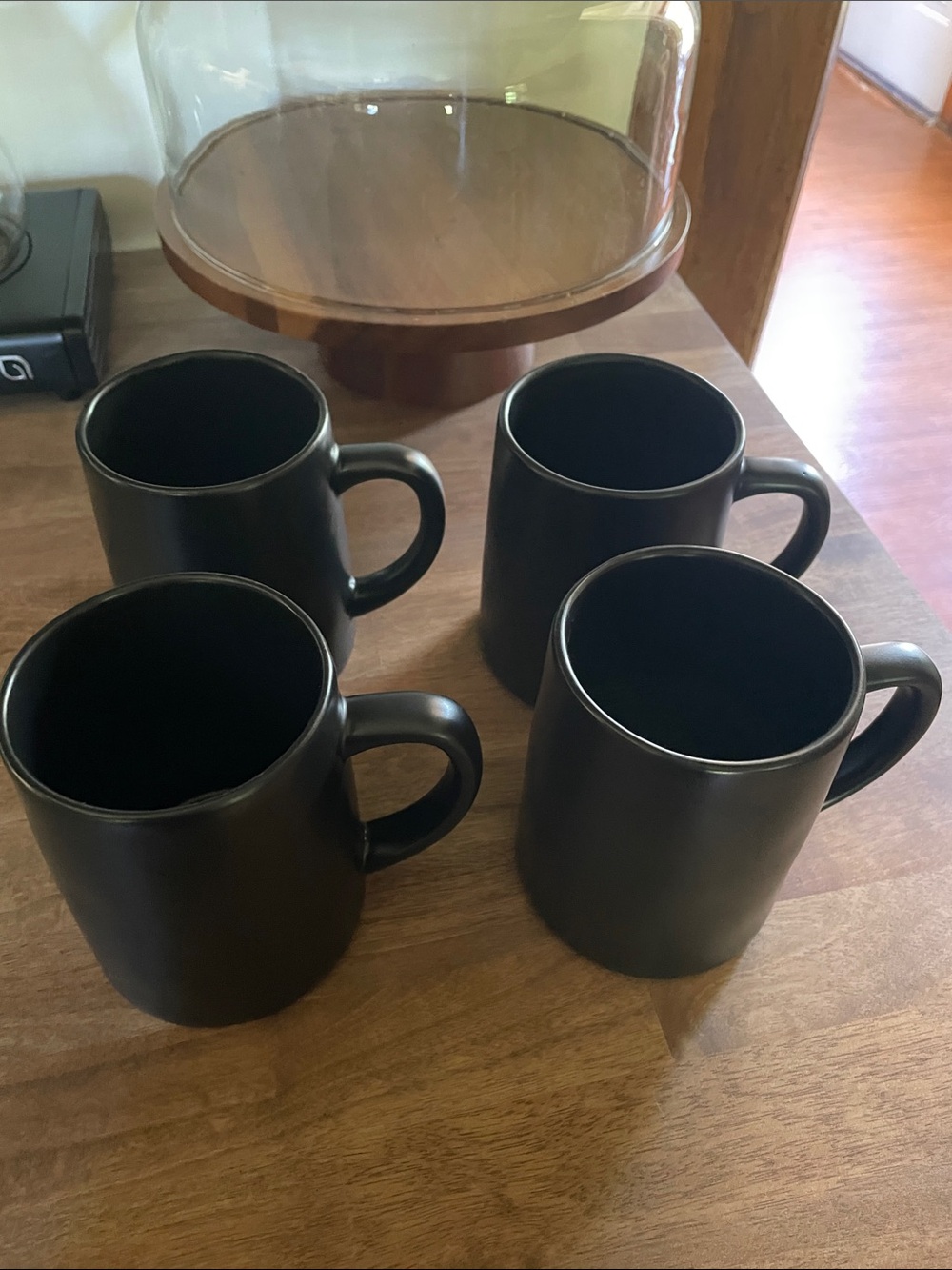 Set of 4 Matte Black Ceramic Magnolia Hearth and Hand Coffee Mugs